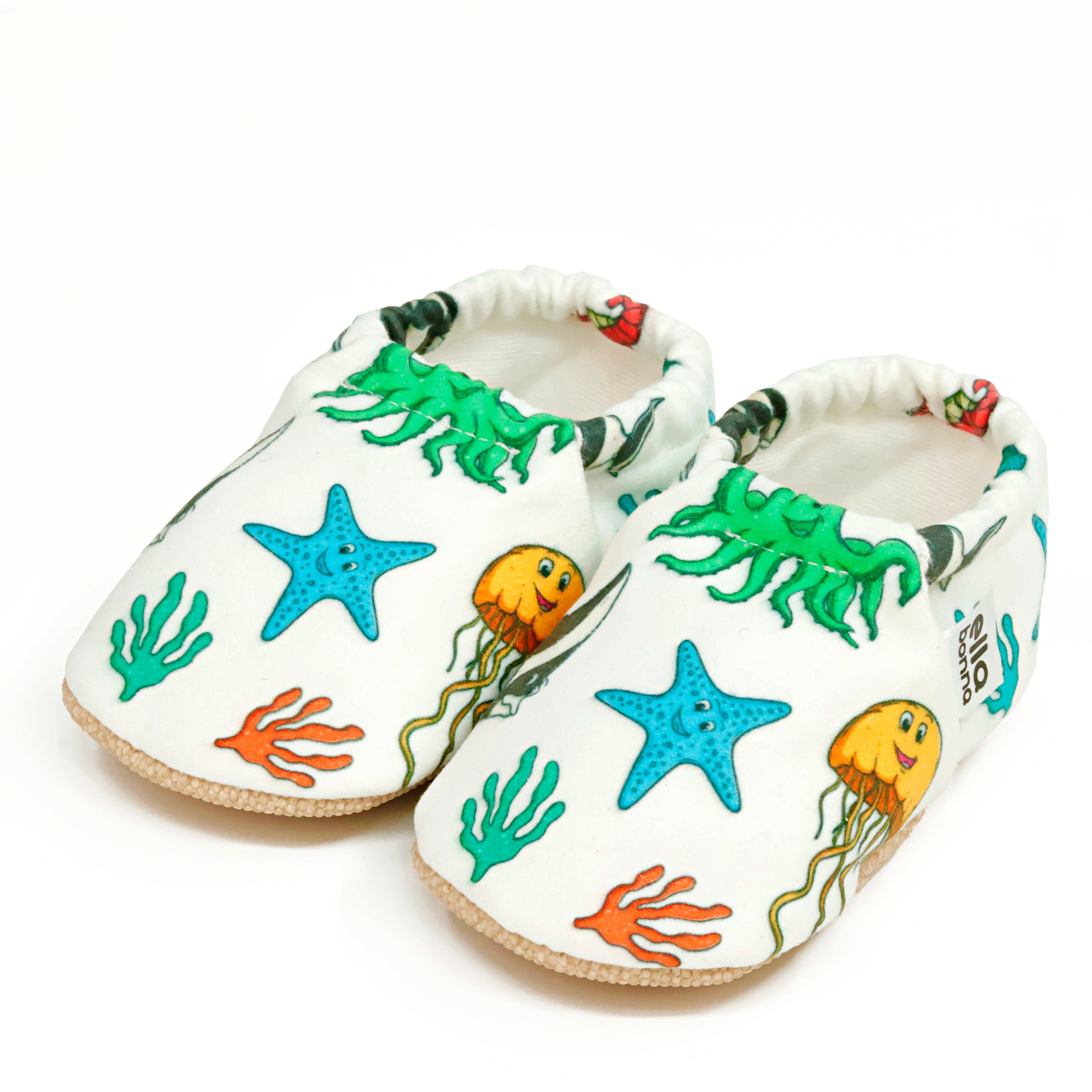 Ella Bonna Non-Slip Sole Sea Animals Patterned Baby Booties, Home Boot Slippers Nursery Shoes