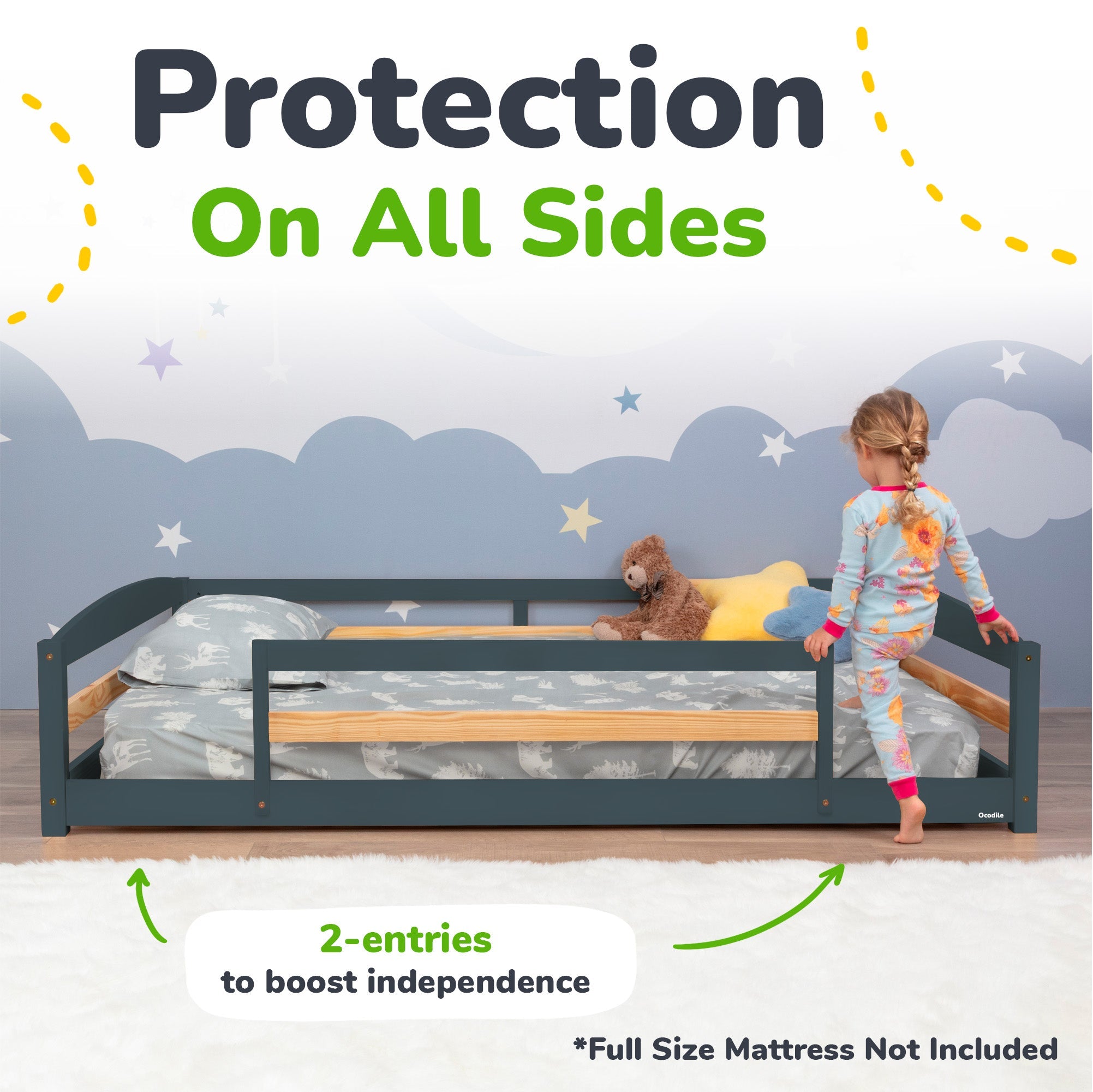 Full-Size Montessori Floor Bed with Strong Slatted Frame