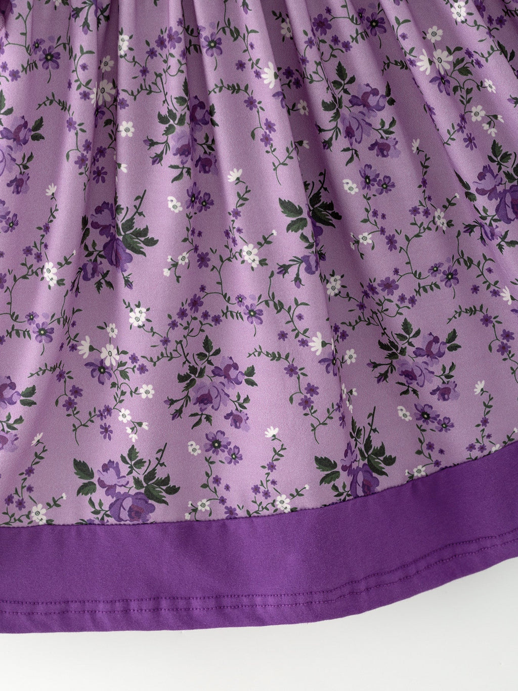 Purple Floral Girls Dress Bow Petal Collar Ruffle Hem Dress