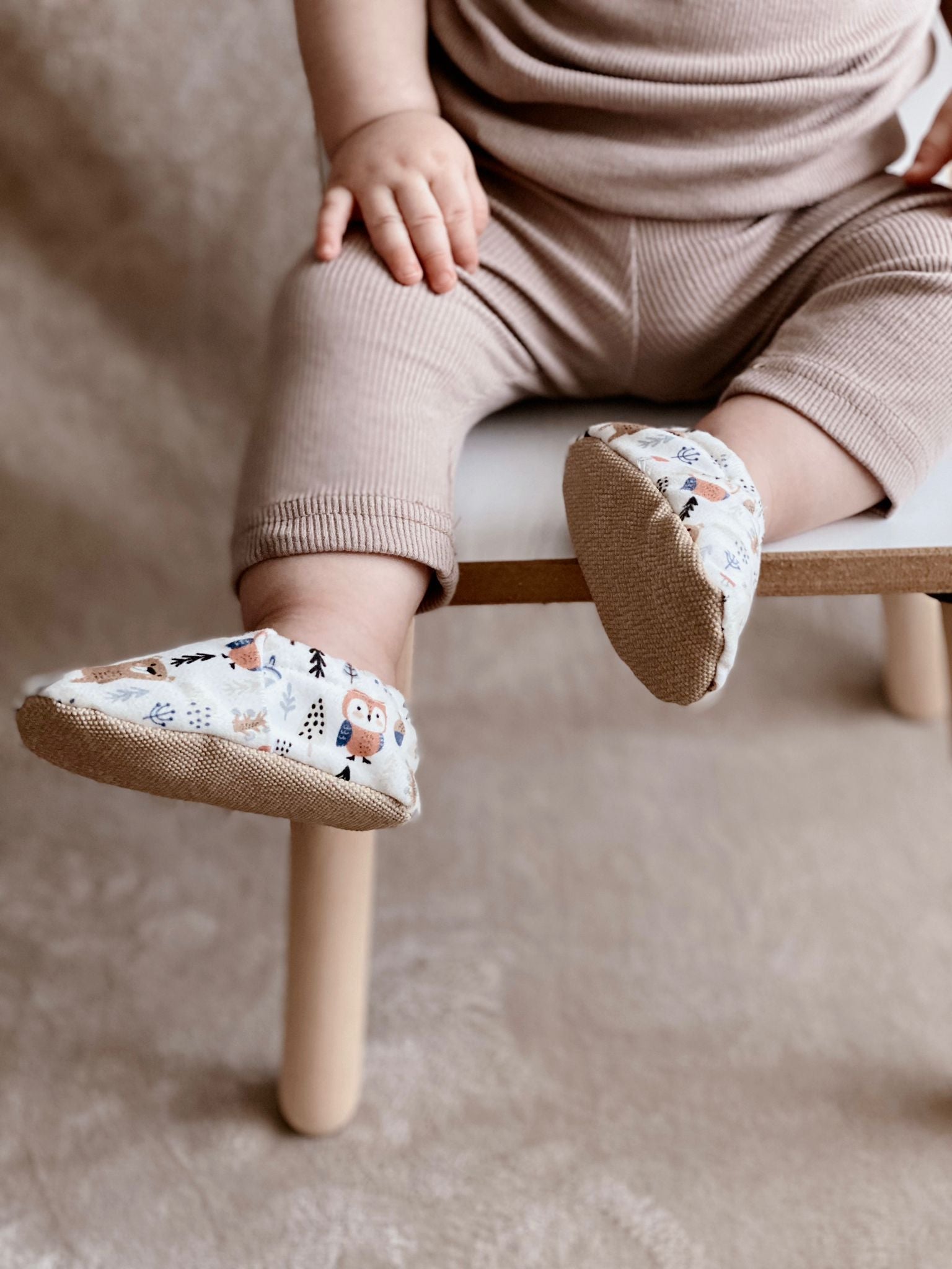 Ella Bonna Non-Slip Sole Forest Animals Patterned Baby Booties, Home Boot Slippers Nursery Shoes