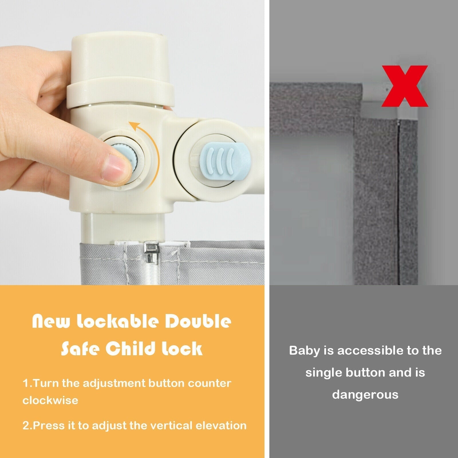 69 Inch Toddlers Vertical Lifting Baby Bedrail Guard with Lock