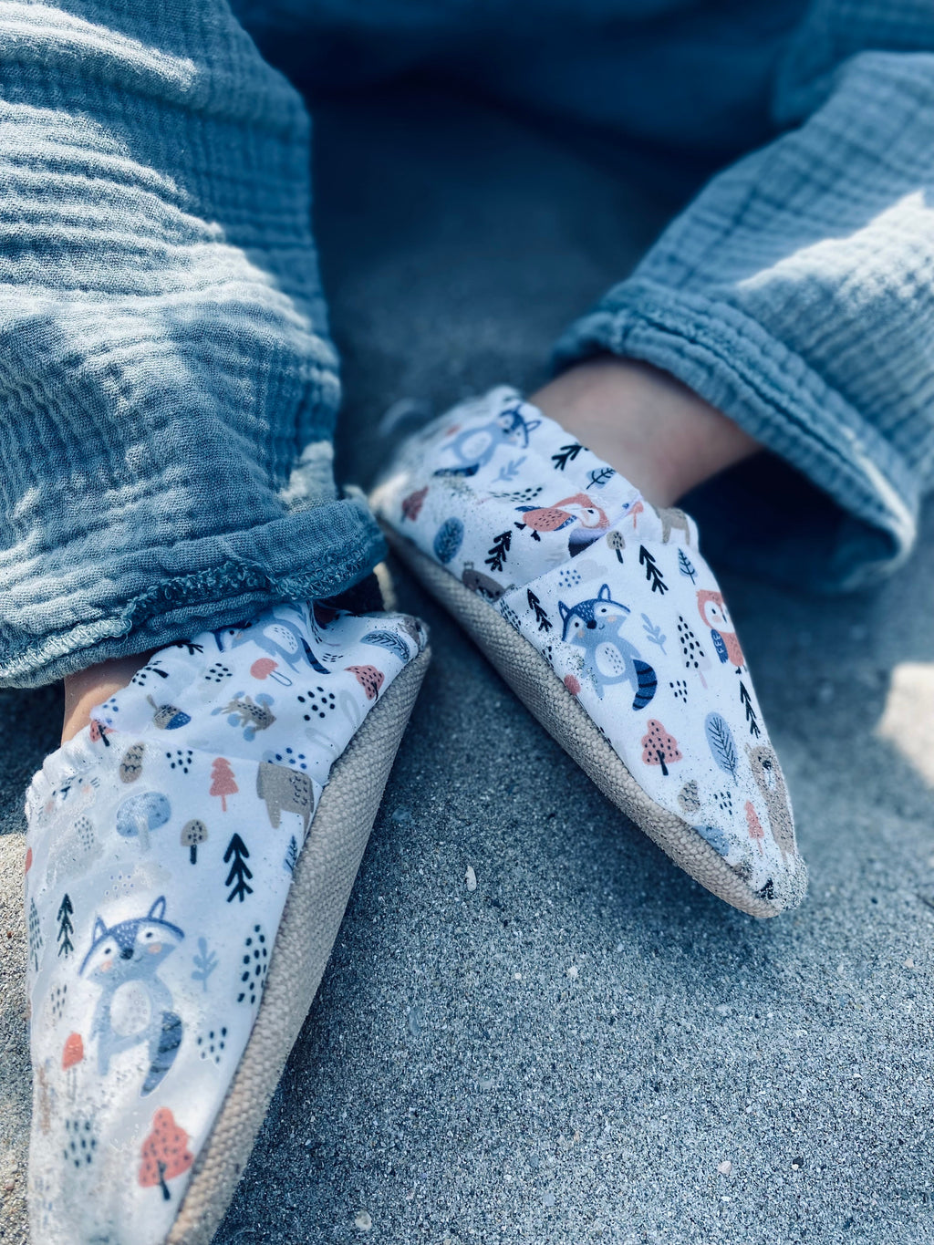 Ella Bonna Non-Slip Sole Forest Animals Patterned Baby Booties, Home Boot Slippers Nursery Shoes
