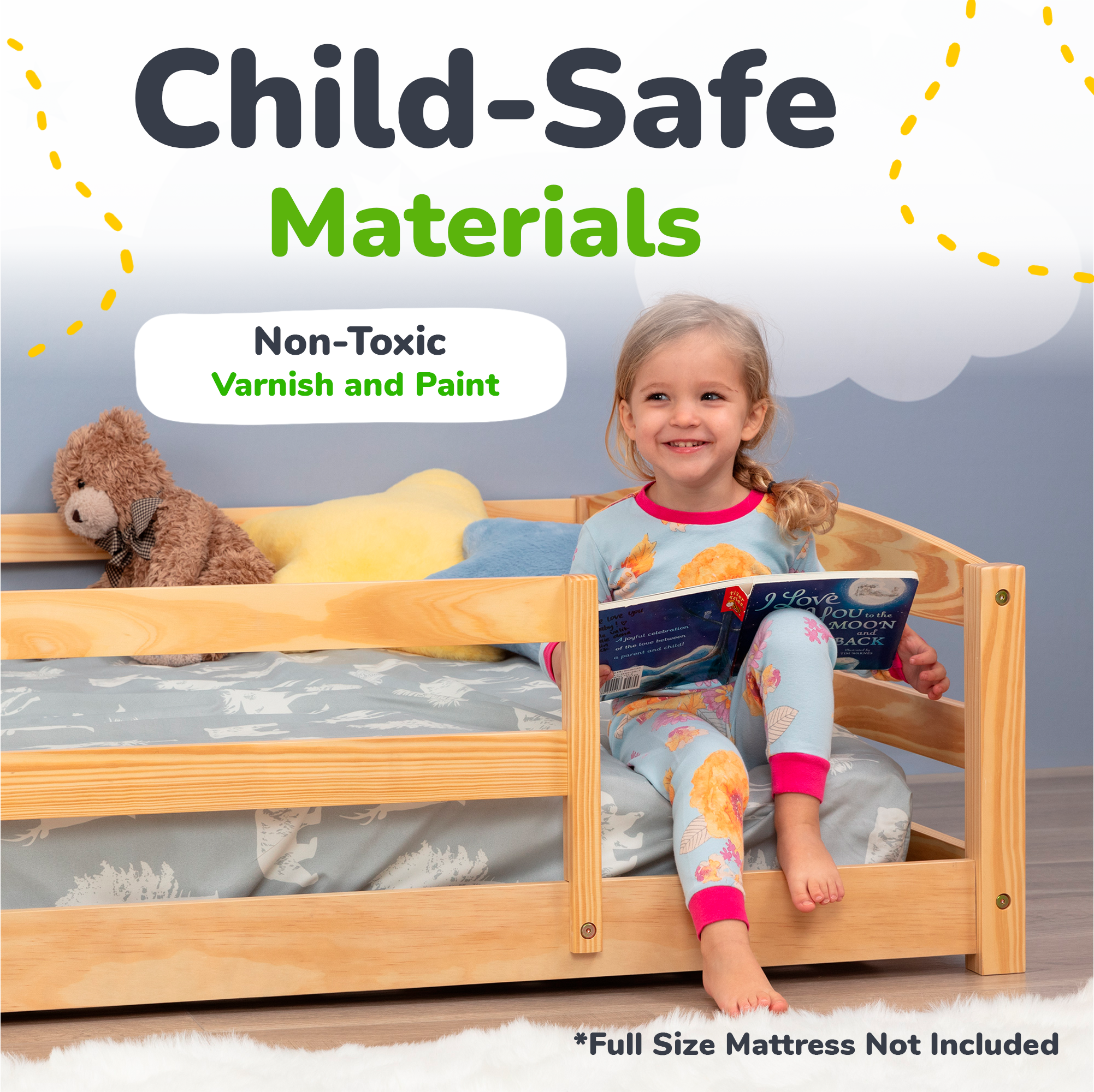 Full-Size Montessori Floor Bed with Strong Slatted Frame