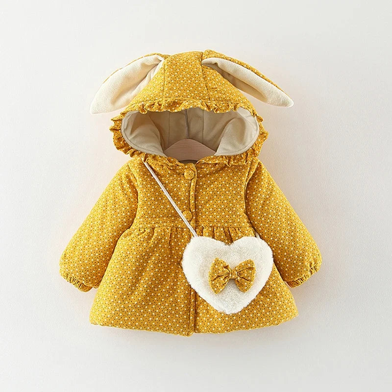 2026 Newborn baby girl clothes floral hooded cotton-padded jacket outerwear for 1 year baby birthday clothing girls outfits coat