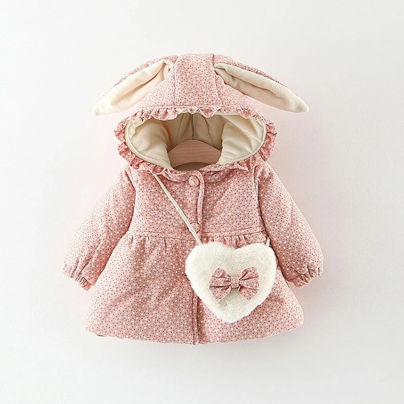 2026 Newborn baby girl clothes floral hooded cotton-padded jacket outerwear for 1 year baby birthday clothing girls outfits coat