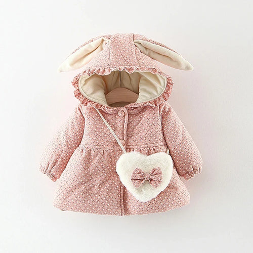 2026 Newborn baby girl clothes floral hooded cotton-padded jacket outerwear for 1 year baby birthday clothing girls outfits coat
