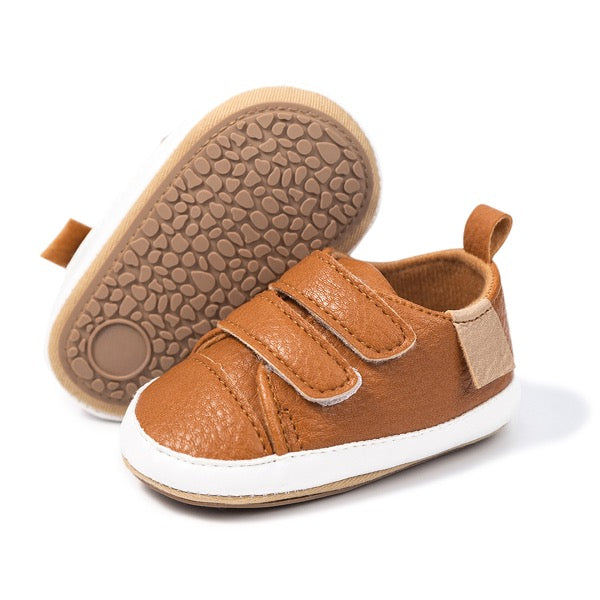 Baby Boy, Infant Casual Shoes, Anti-Slip Rubber Sole, Pu Leather, Sneakers (Brown)