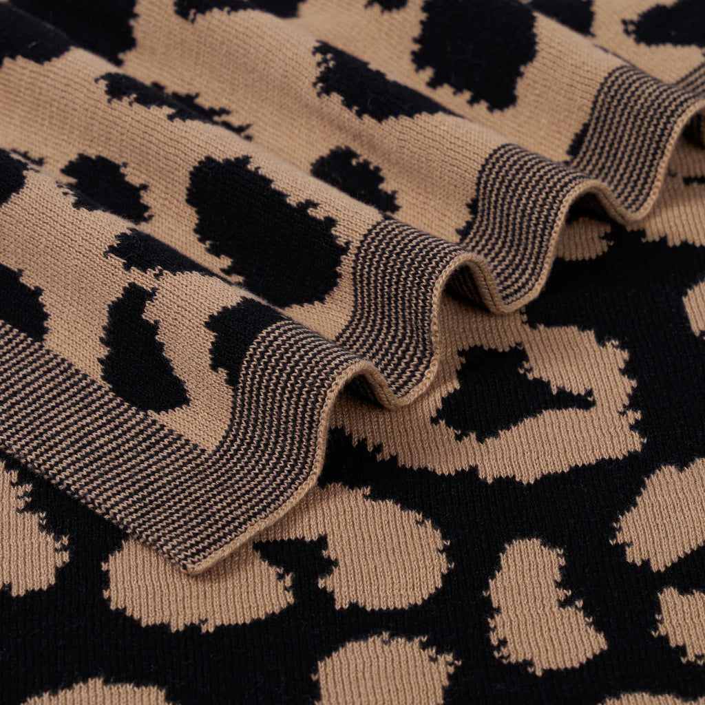 Leopard Jacquard Knit Baby Blanket