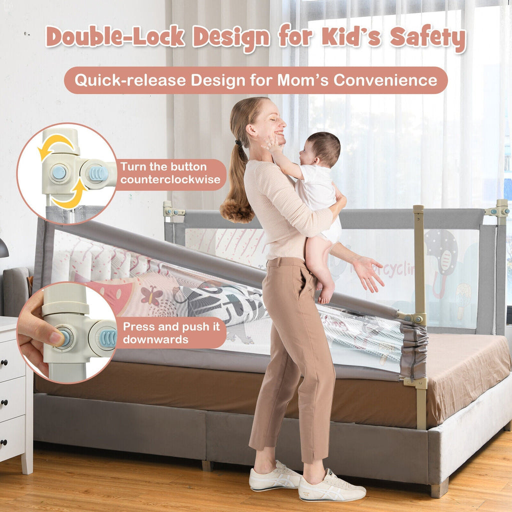 69 Inch Toddlers Vertical Lifting Baby Bedrail Guard with Lock