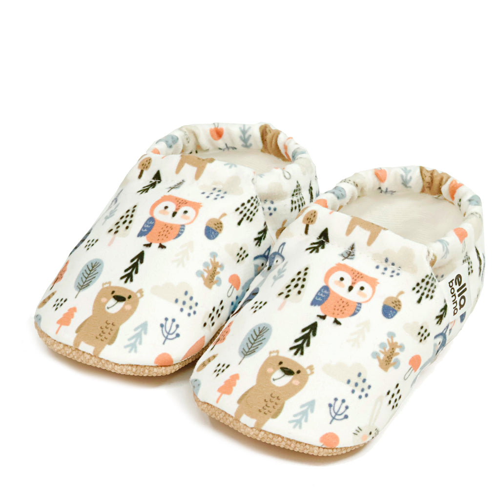 Ella Bonna Non-Slip Sole Forest Animals Patterned Baby Booties, Home Boot Slippers Nursery Shoes