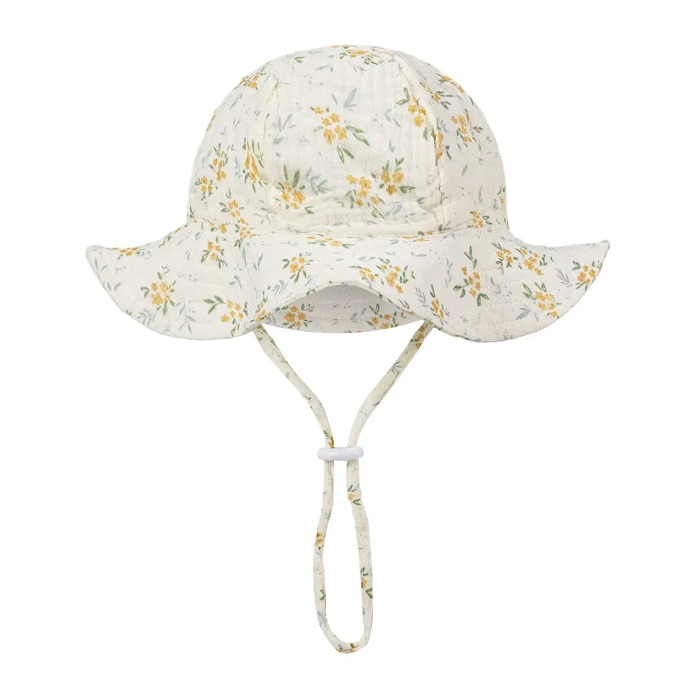 Floral Print Baby Bucket Hats | Adjustable Sun Protection Caps for Infant Boys Girls
