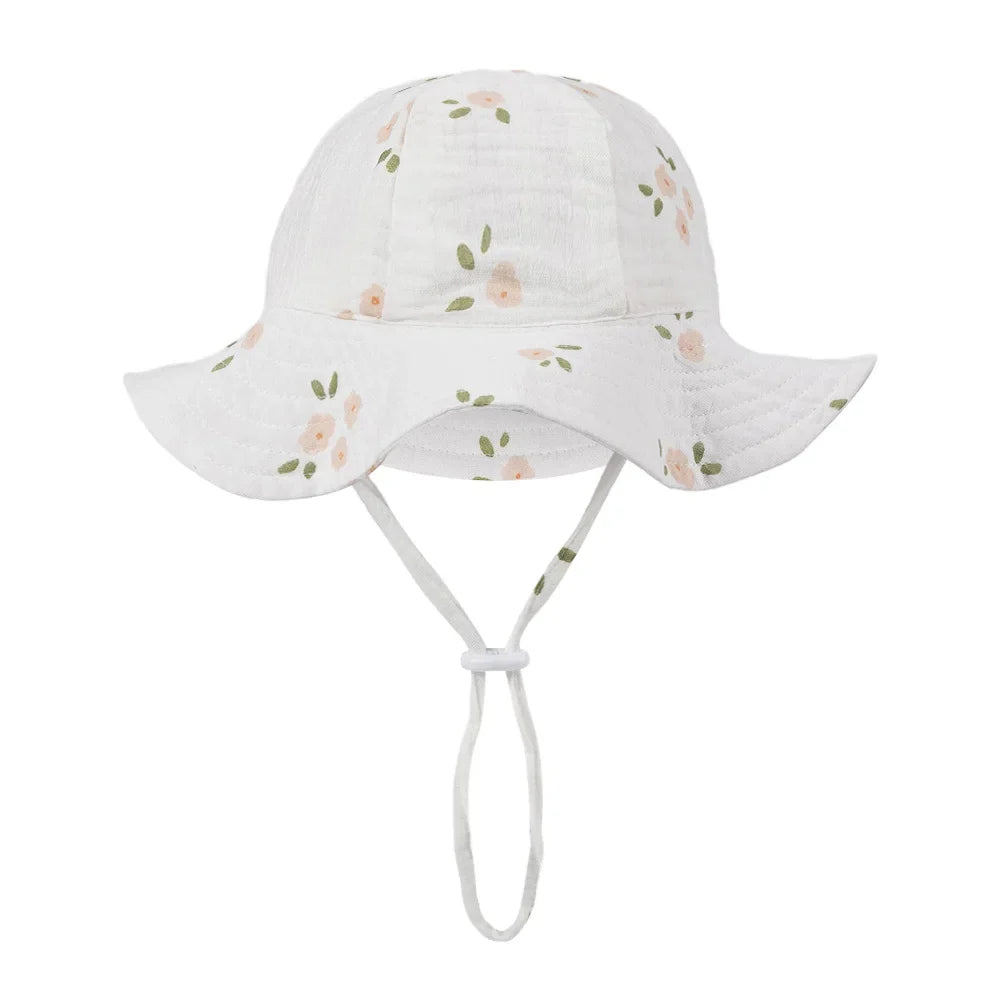 Floral Print Baby Bucket Hats | Adjustable Sun Protection Caps for Infant Boys Girls