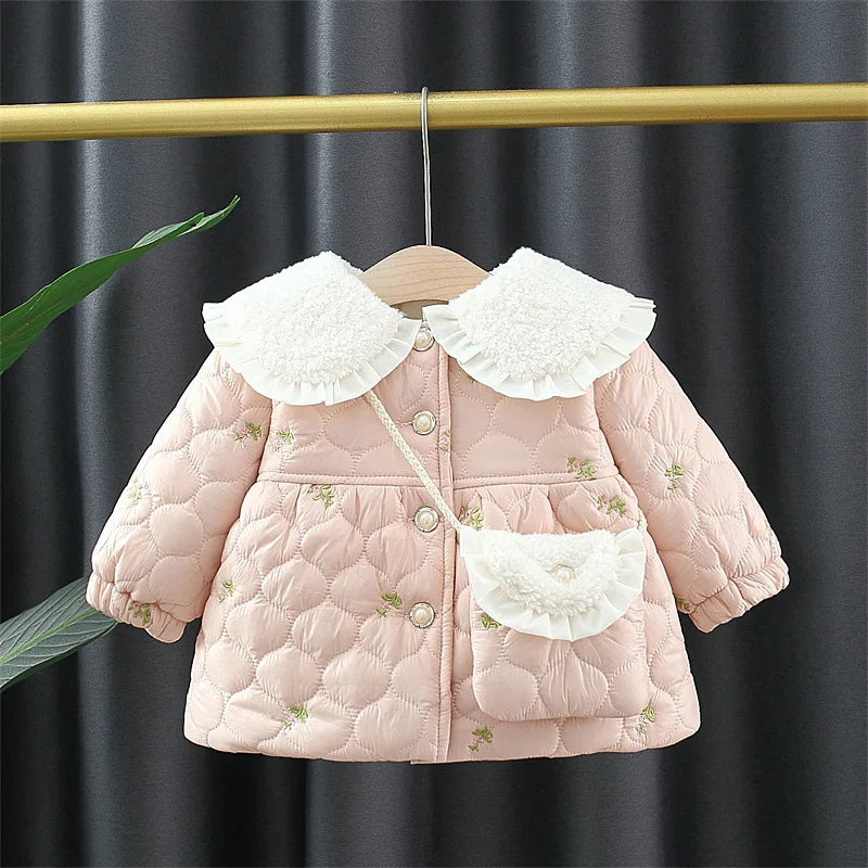 2026 Newborn baby girl clothes floral hooded cotton-padded jacket outerwear for 1 year baby birthday clothing girls outfits coat