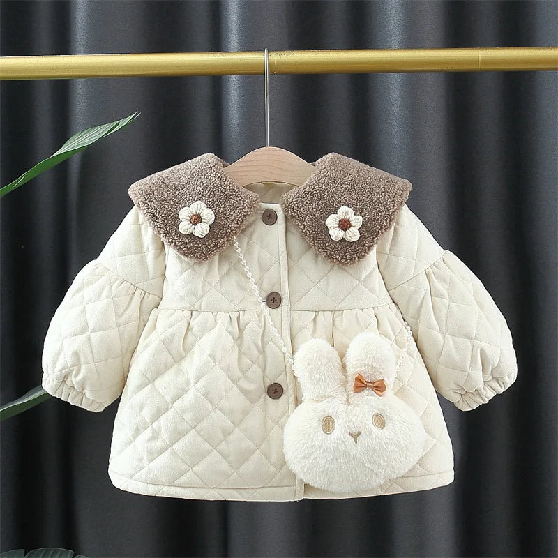 2026 Newborn baby girl clothes floral hooded cotton-padded jacket outerwear for 1 year baby birthday clothing girls outfits coat