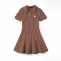Cable Knit Polo Dress in Mocha