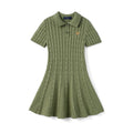 Cable Knit Polo Dress in Sage Green
