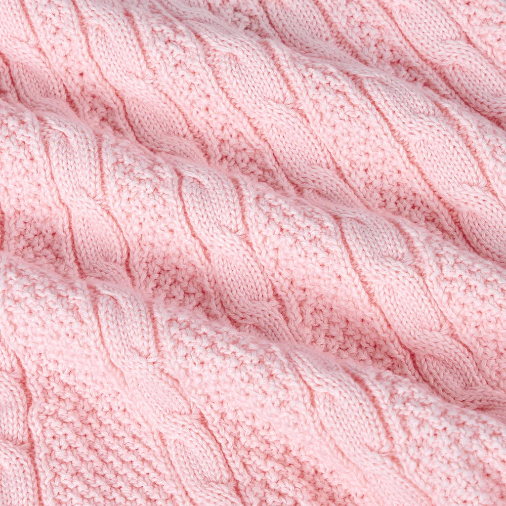 Cable Knit Polo Dress in Pink