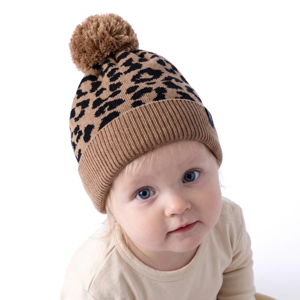 Leopard Baby Knit Beanie