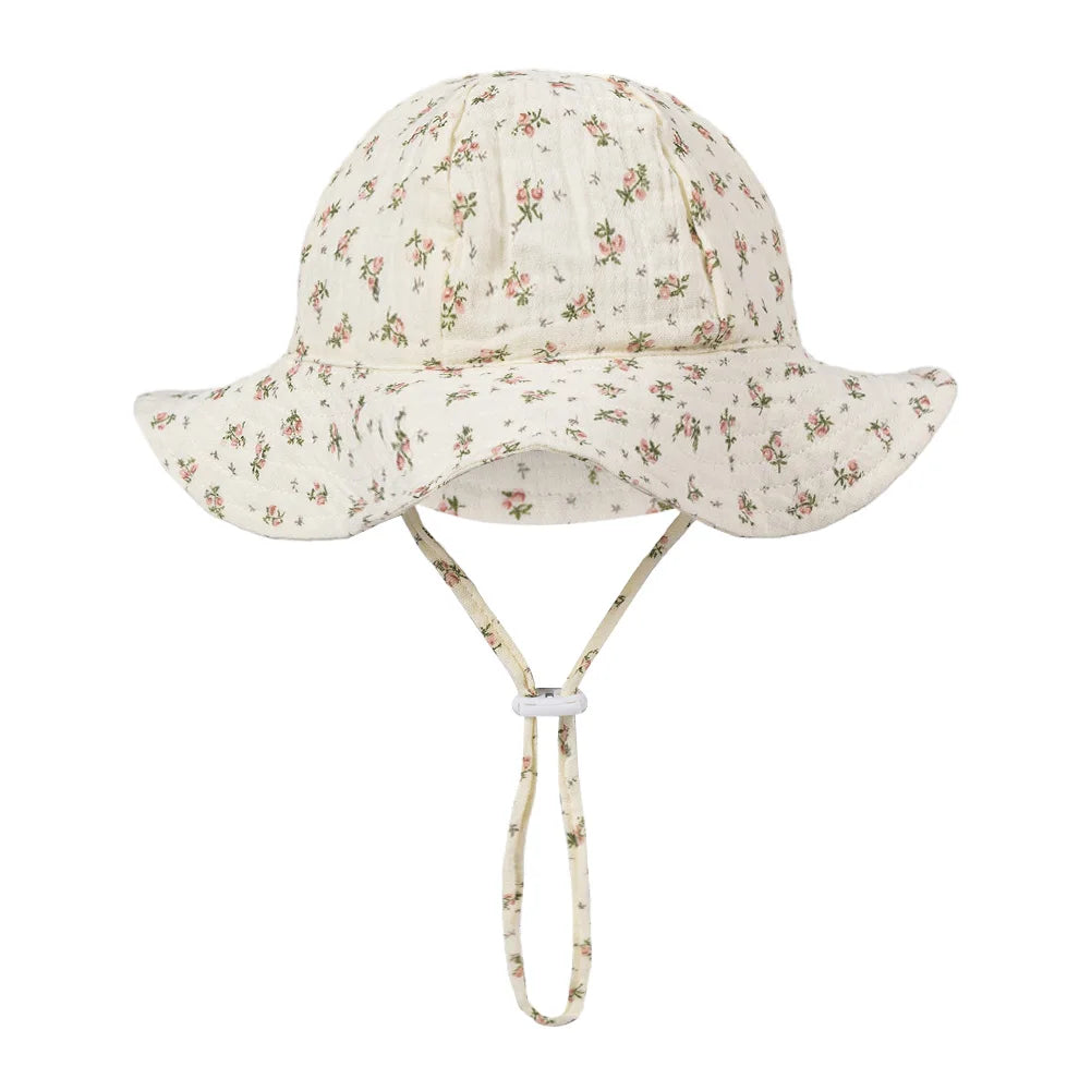 Floral Print Baby Bucket Hats | Adjustable Sun Protection Caps for Infant Boys Girls