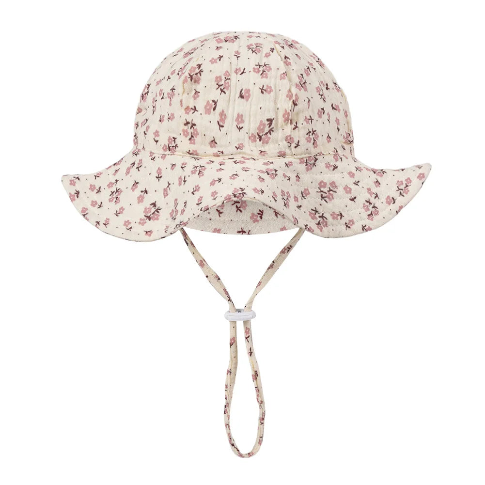 Floral Print Baby Bucket Hats | Adjustable Sun Protection Caps for Infant Boys Girls