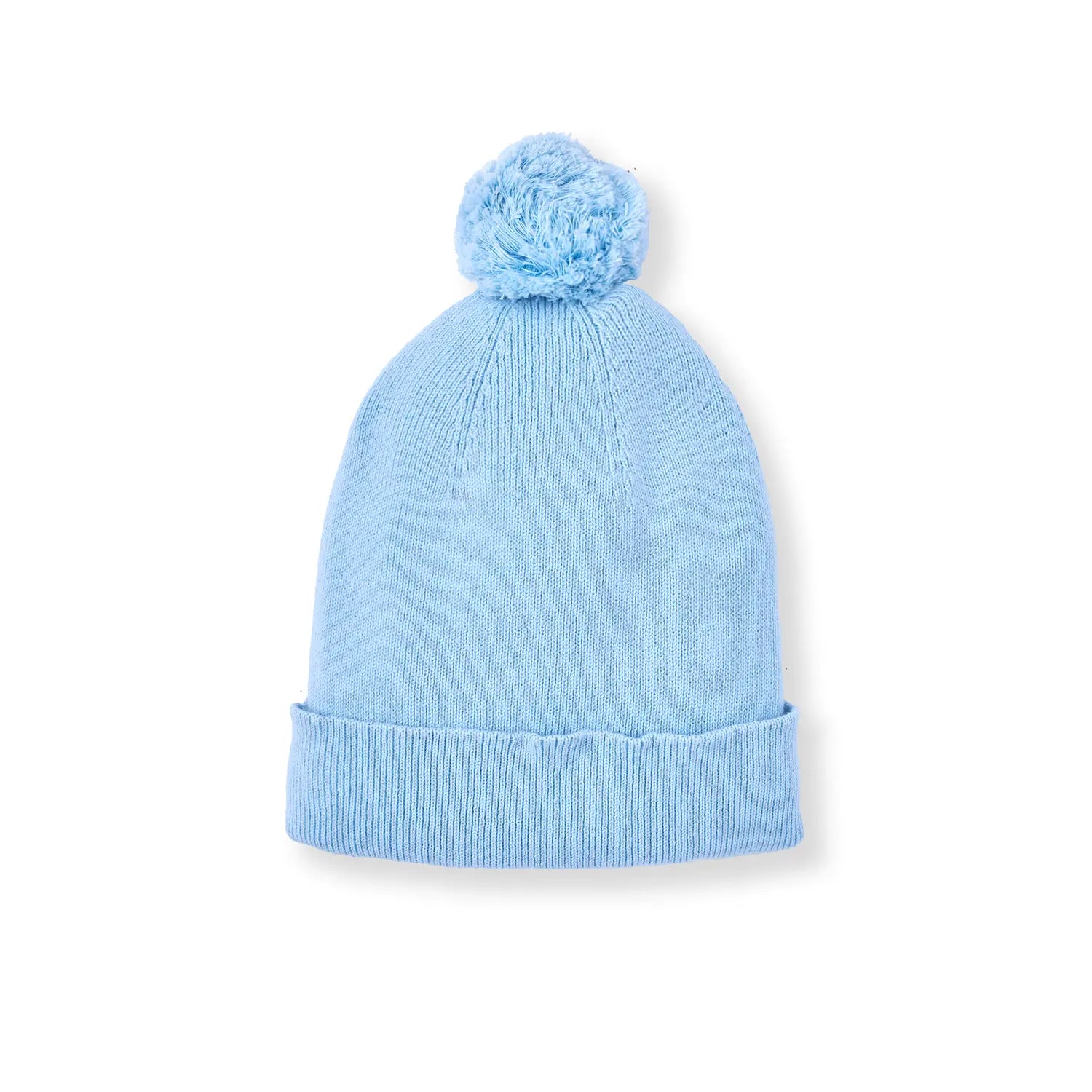 Knit Baby Pom Beanie in Baby Blue