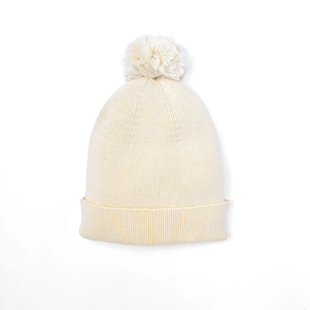 Knit Baby Pom Beanie in Cream