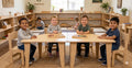 ARI- Semi-Circle Table with Set of 4 Chairs