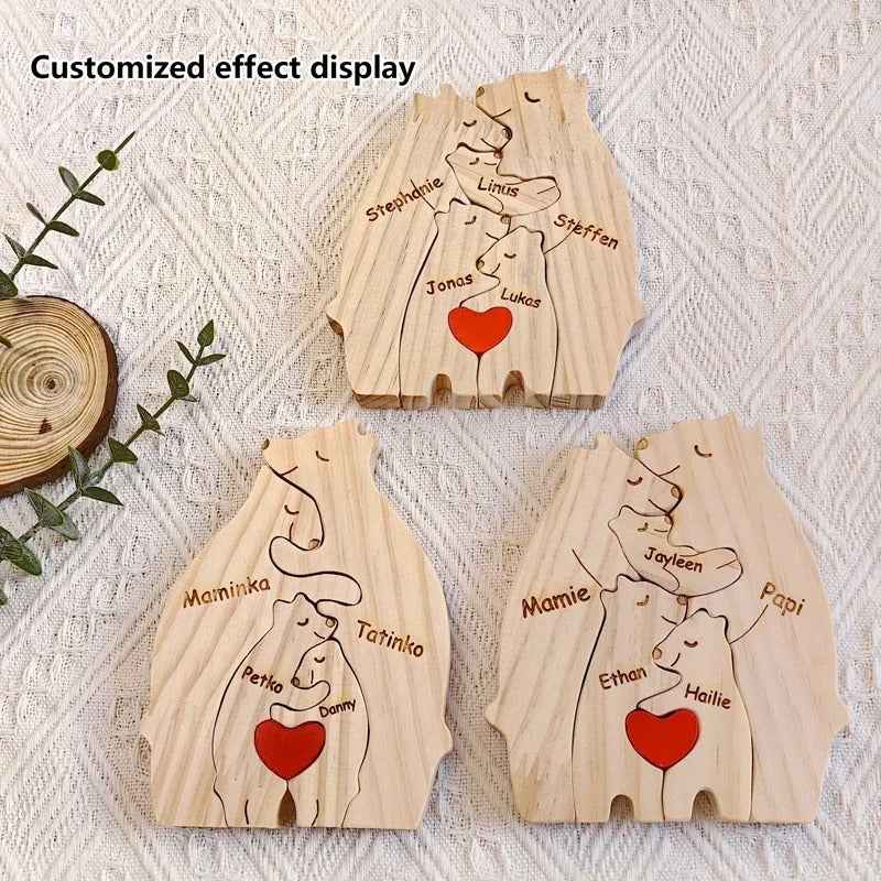 Personalized Wooden Bear Family Decor Gift