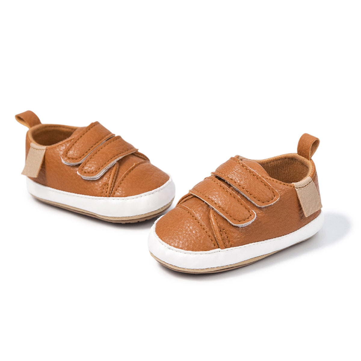 Baby Boy, Infant Casual Shoes, Anti-Slip Rubber Sole, Pu Leather, Sneakers (Brown)